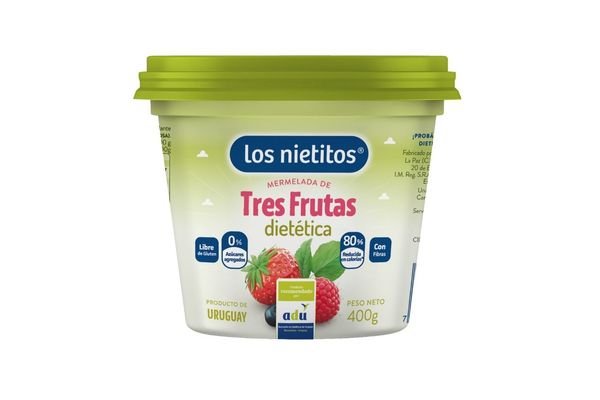 Mermelada Sin Azucar Los Nietitos 3 Frutas En Pote De 400 Gr. Sin Tacc