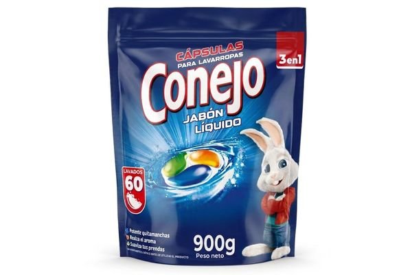 Cápsulas 3 En 1 Conejo Para Lavarropa En Doy Pack X 60 Unidades De 900 Grs